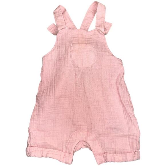 Gap Pink Dust Gauze Shortalls Baby Romper - Size 3-6 Months - Picture 1 of 4